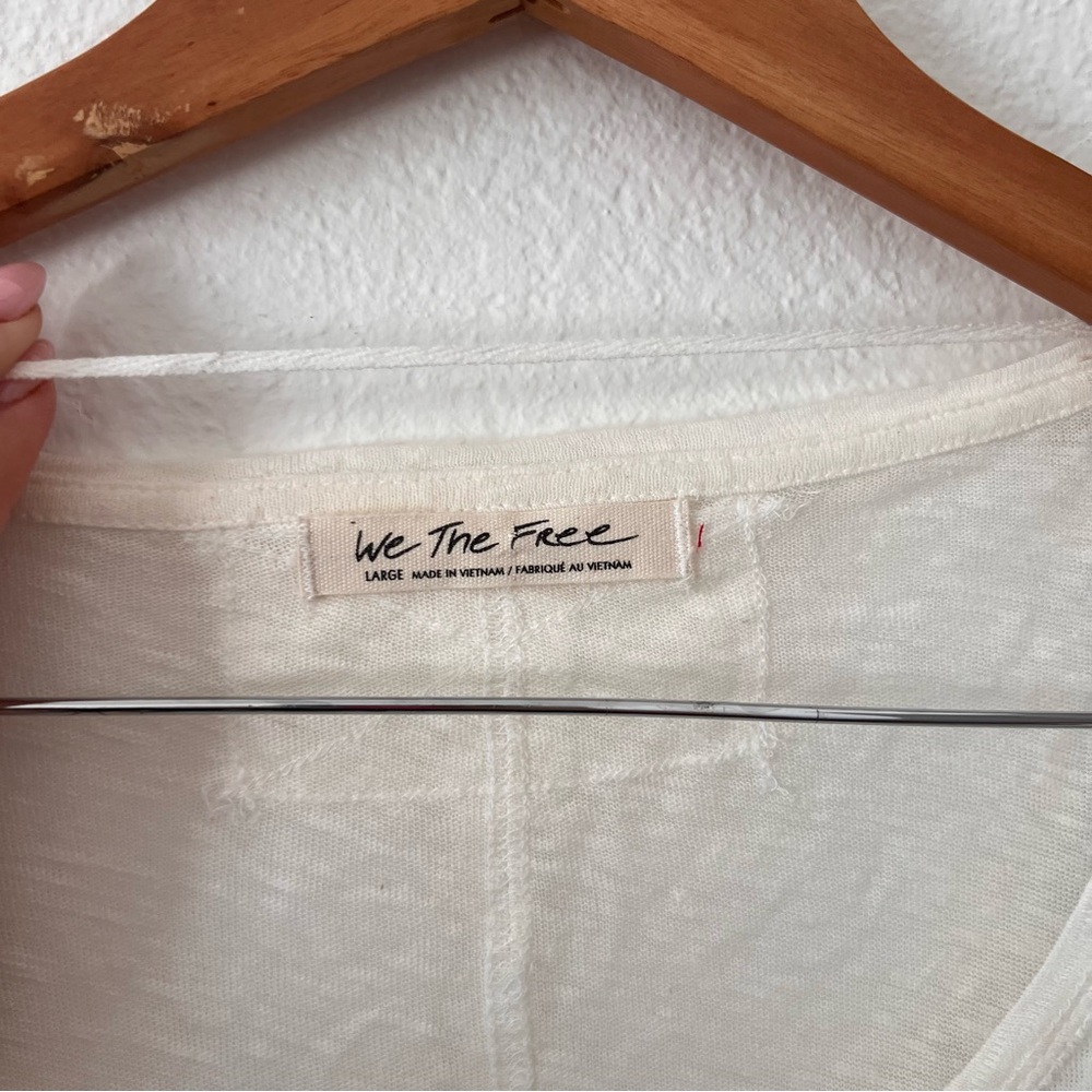 Free People Grand Slam 3/4 Linen Blend Tee Sz L - Picture 3 of 5
